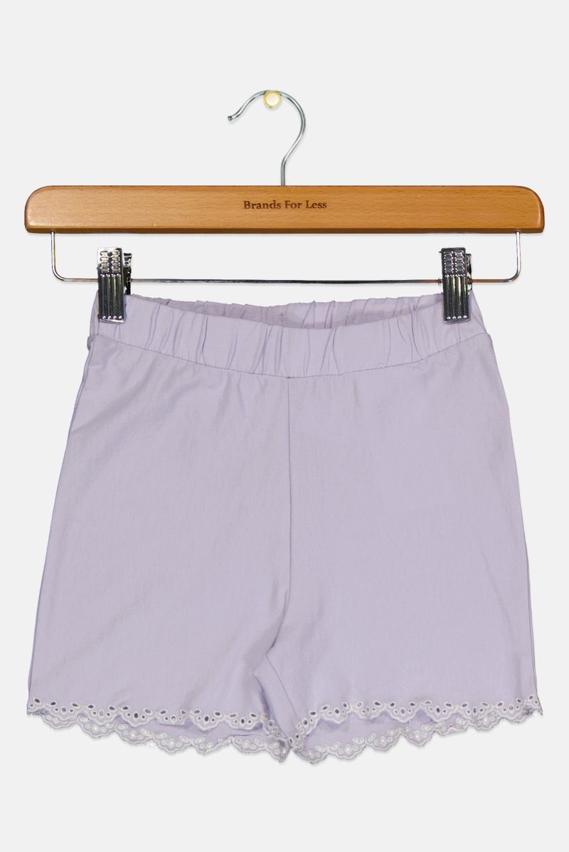 guppy Kids Girl Solid Basic Shorts, Lavender - Image 2